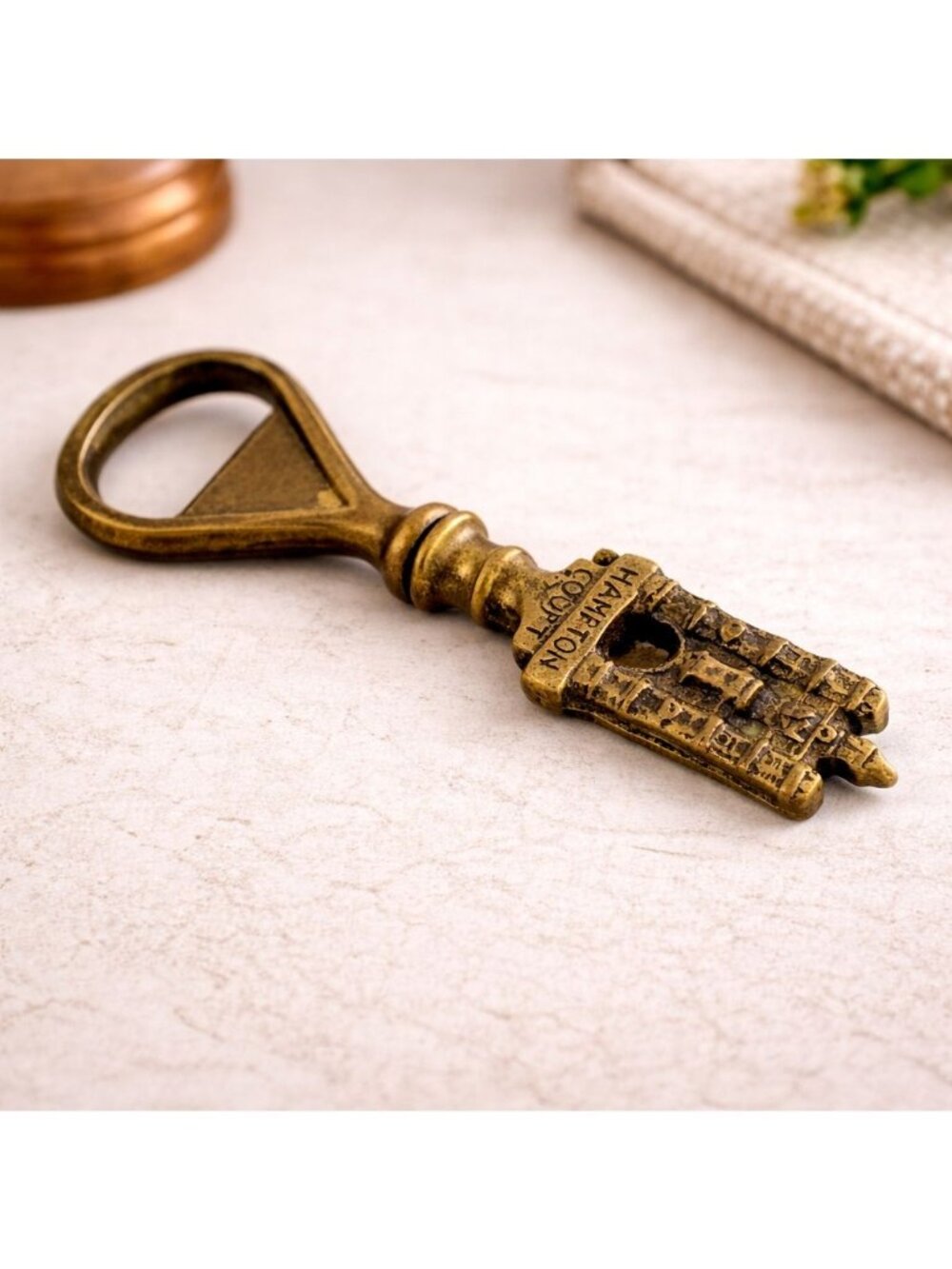 Vintage Brass Hampton Court Bottle Opener With Castle Motif